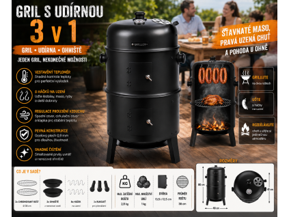 gril s udírnou 3v1